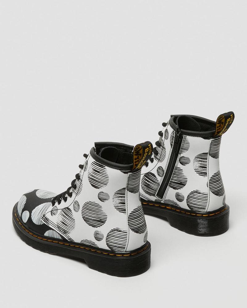 Dr Martens Junior 1460 Polka Dot Leren Veterlaarzen Kinderen Zwart | NL 136UZG